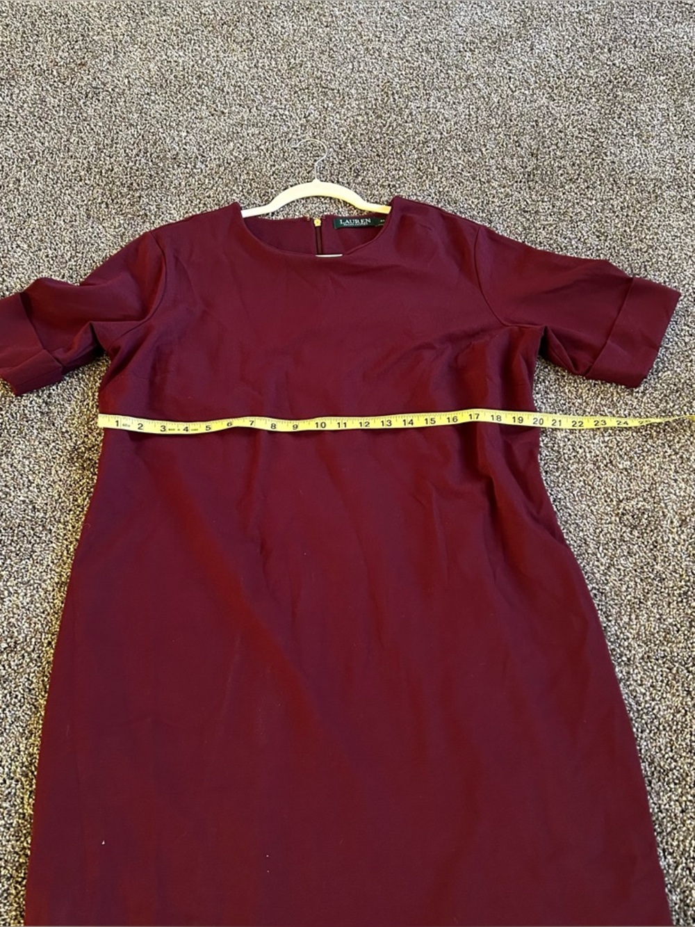 Lauren Ralph Lauren Women’s Plus Size 2X Shift Dress Burgundy Purple Gold #3592 - Picture 8 of 9